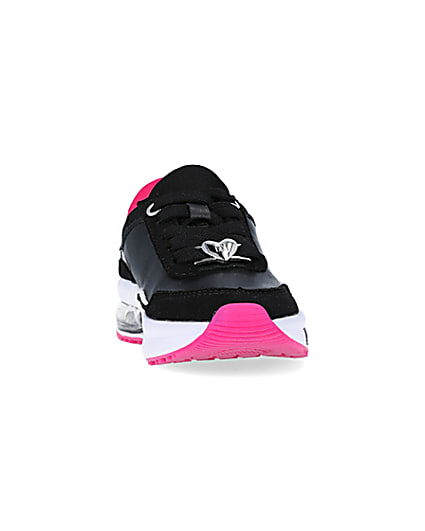 360 degree animation of product Mini Girls Black Bubble Heel Trainers frame-20