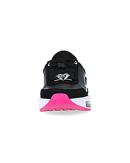 360 degree animation of product Mini Girls Black Bubble Heel Trainers frame-21