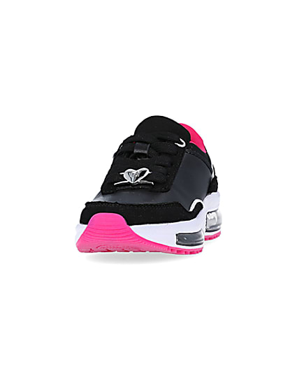 360 degree animation of product Mini Girls Black Bubble Heel Trainers frame-22