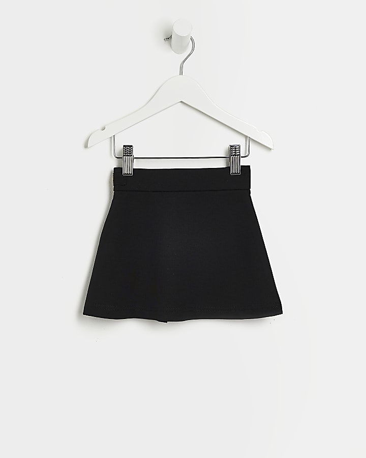 Mini Girls black Buckle Pleat Skirt