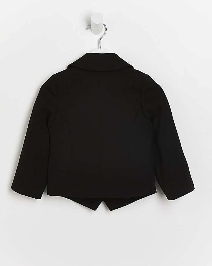 Mini girls black buttoned blazer