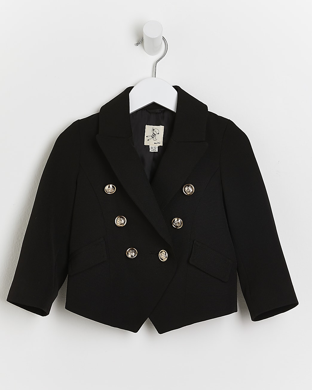 Mini girls black buttoned blazer