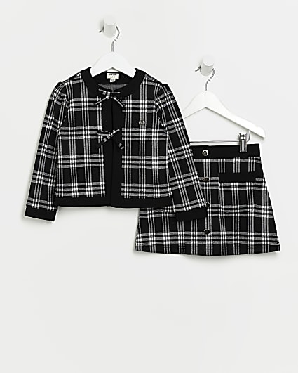Mini girls Black Check Cardi outfit
