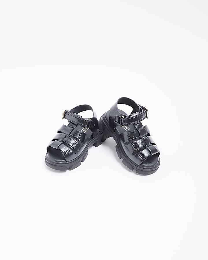 Mini girls black Chunky gladiator sandals