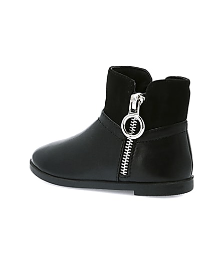360 degree animation of product Mini girls black circle side zip boots frame-5