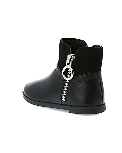360 degree animation of product Mini girls black circle side zip boots frame-6