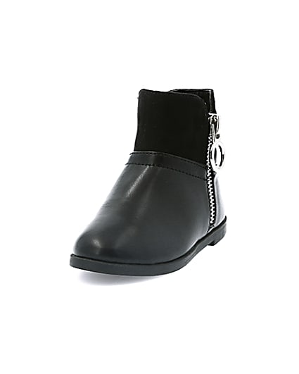360 degree animation of product Mini girls black circle side zip boots frame-23
