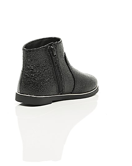 360 degree animation of product Mini girls black crinkle ankle boots frame-13