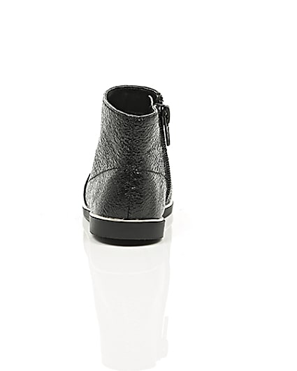 360 degree animation of product Mini girls black crinkle ankle boots frame-16