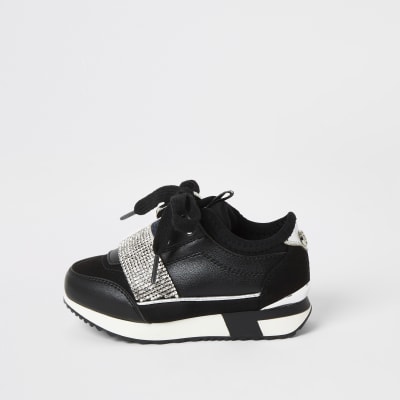 ladies black diamante shoes