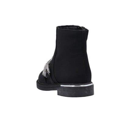 Black ankle boots store with diamante