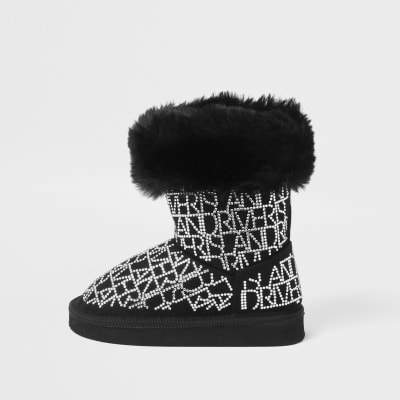 black fur boots for girls