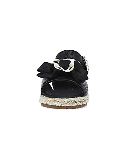 360 degree animation of product Mini girls black espadrille bow sandals frame-21