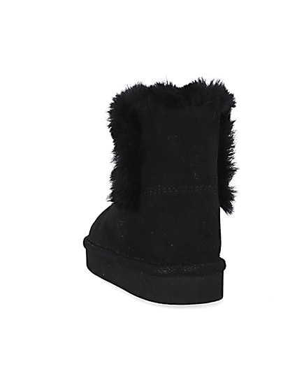 360 degree animation of product Mini girls black faux fur chain boots frame-8