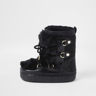 river island girls black boots