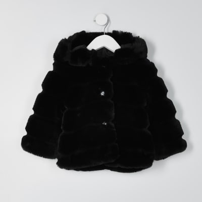 river island girls black coat