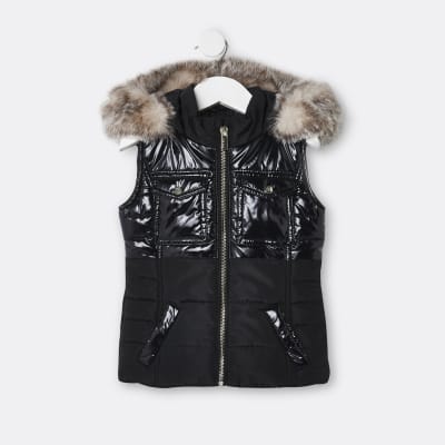 womens faux fur hooded gilet