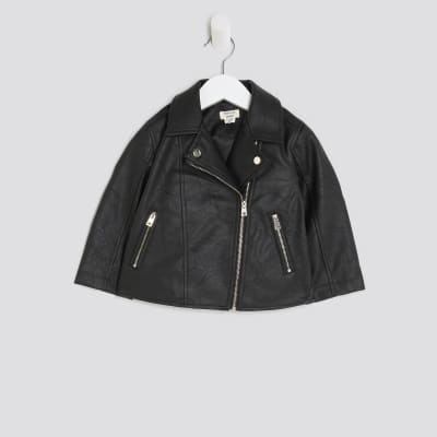 Biker Jacket River Island Kids Jackets Mini Girls Black Faux