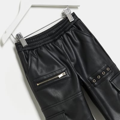 faux leather cargo joggers