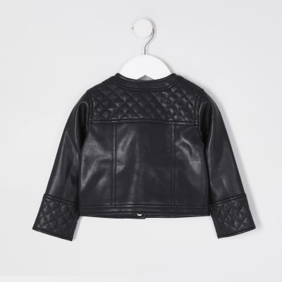 girls black leather jacket