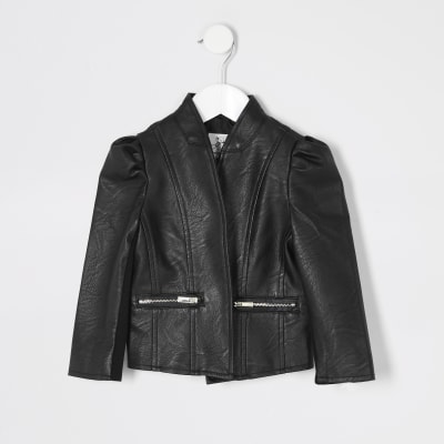 river island girls black coat