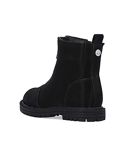 360 degree animation of product Mini girls Black front Zip Boots frame-6