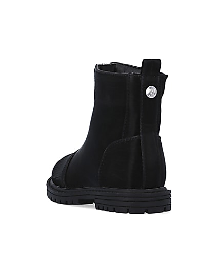 360 degree animation of product Mini girls Black front Zip Boots frame-7
