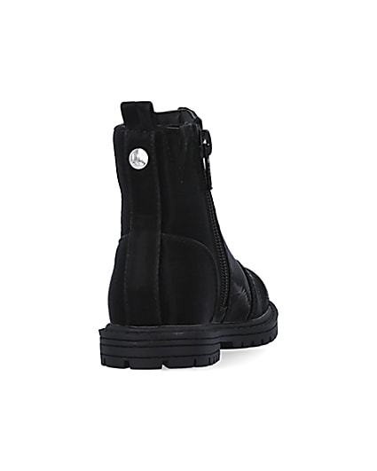 360 degree animation of product Mini girls Black front Zip Boots frame-10