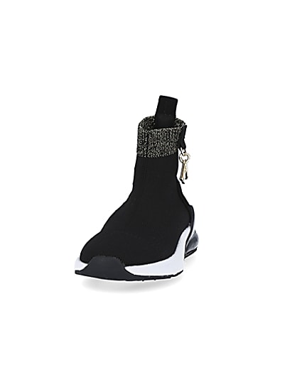 360 degree animation of product Mini girls black glitter knit trainers frame-22