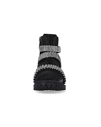 360 degree animation of product Mini Girls Black Glitter Strap Chelsea Boots frame-21