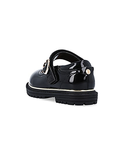 360 degree animation of product Mini girls black heart buckle mary jane shoes frame-7