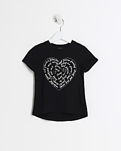 Mini girls Black Heart Graphic t-shirt