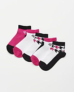 Mini Girls Black Houndstooth Trainer Socks