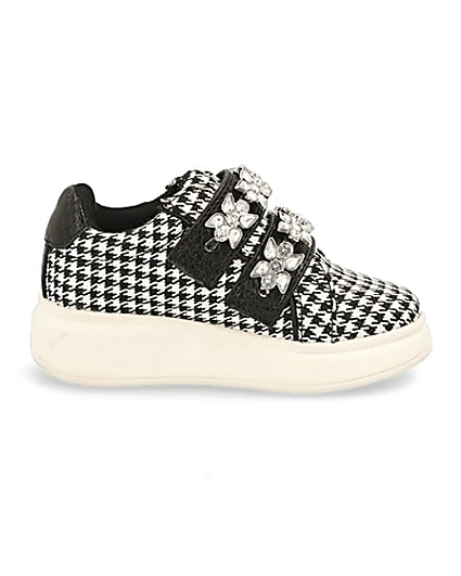 360 degree animation of product Mini girls black houndstooth trainers frame-15