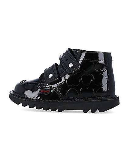 360 degree animation of product Mini girls black Kickers leather patent shoes frame-4