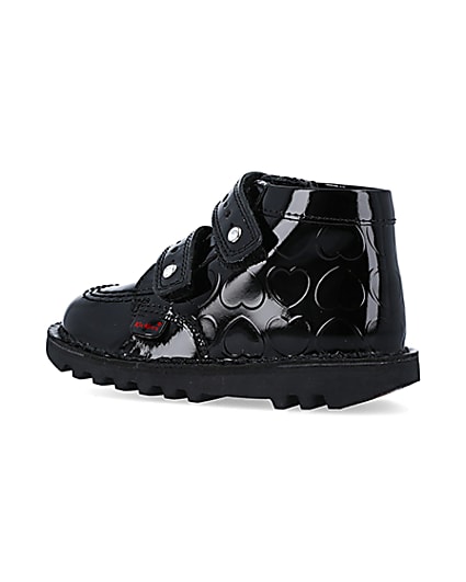 360 degree animation of product Mini girls black Kickers leather patent shoes frame-5