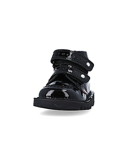 360 degree animation of product Mini girls black Kickers leather patent shoes frame-22