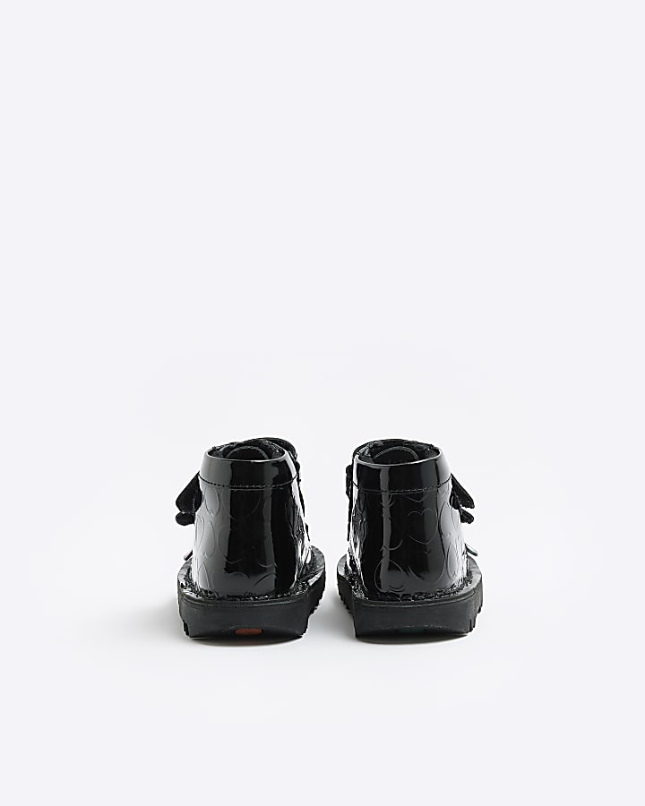 Mini girls black Kickers patent shoes