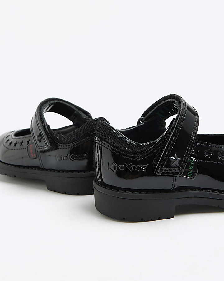 Mini girls black Kickers star embossed shoes