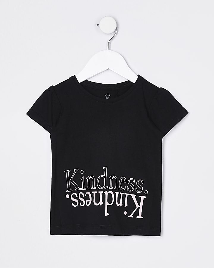 Mini girls black 'Kindness' t-shirt