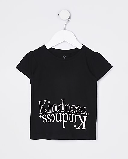 Mini girls black 'Kindness' t-shirt