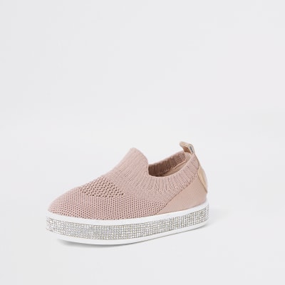 womens black diamante trainers