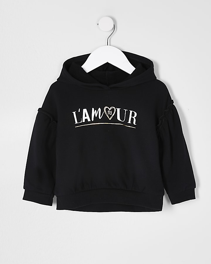 Mini girls black 'Lamour' hoodie
