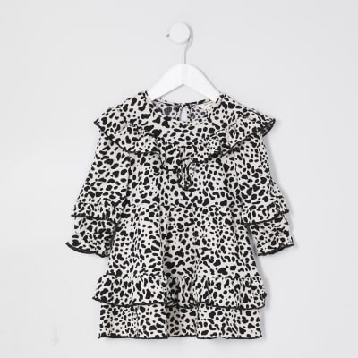 leopard frill dress