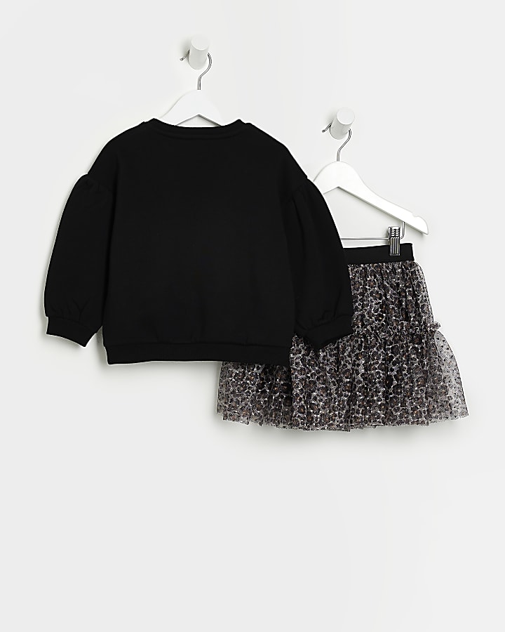 Mini girls Black Leopard print Tutu outfit