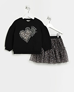Mini girls Black Leopard print Tutu outfit