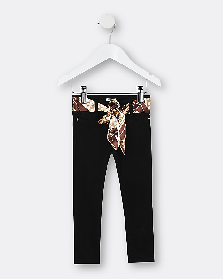 Mini girls black Molly jeans with chain belt