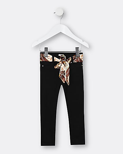 Mini girls black Molly jeans with chain belt