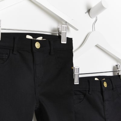 Mini girls black Molly skinny jeans 2 pack