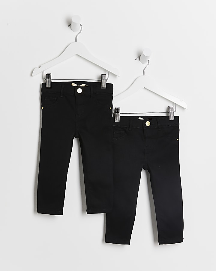 Mini girls black Molly skinny jeans 2 pack